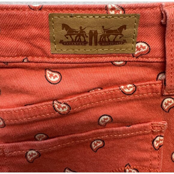 Levis 535 Legging Skinny Jeans Red Peach Print Womens Cotton Blend - Picture 6 of 13